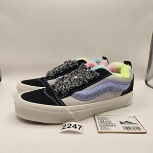 VANS WOMEN'S 8 KNU SKOOL PARTY ANIMAL RAINBOW BLACK SUEDE FAUX FUR NWOB
